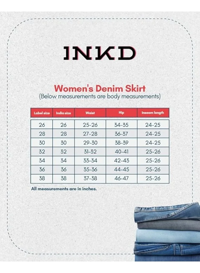inkd Denim Drama Women's Denim Skirt - Midi Skirt with Front Slit | Long Straight Fit Skirt for Women | Skirt for Woman for Women | Best Price UAE